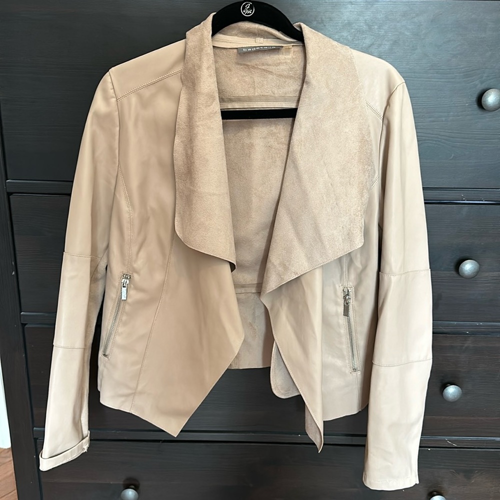 Bagatelle faux leather suede shawl jacket